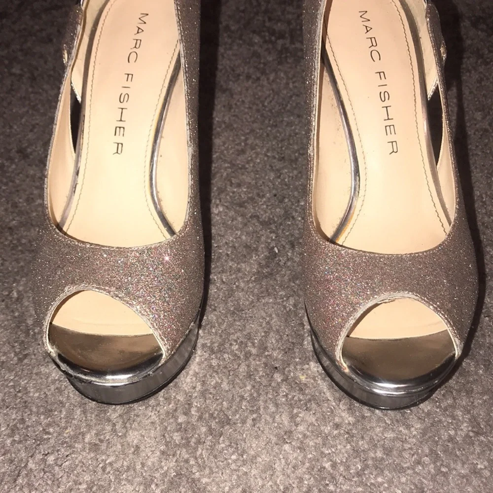 Marc Fisher glittery peep toe heels